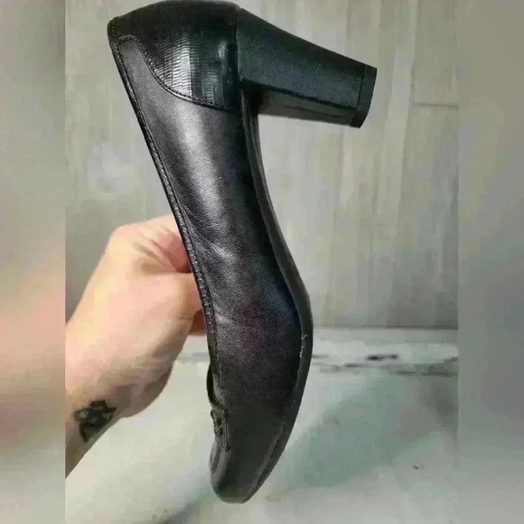 Alex Marie Black Leather Loafers Block Heel Size 8M - Picture 10 of 12